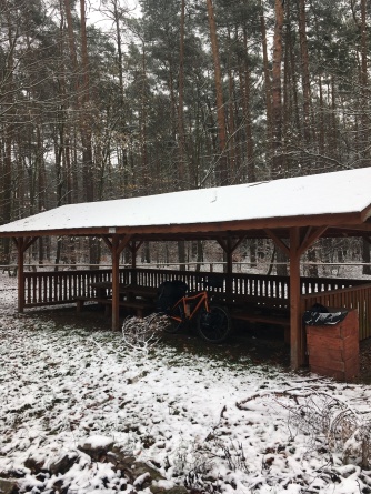 Lunchpauze na de eerste sneeuw in Polen.