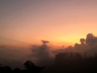 Zonsondergang in Meghalaya.